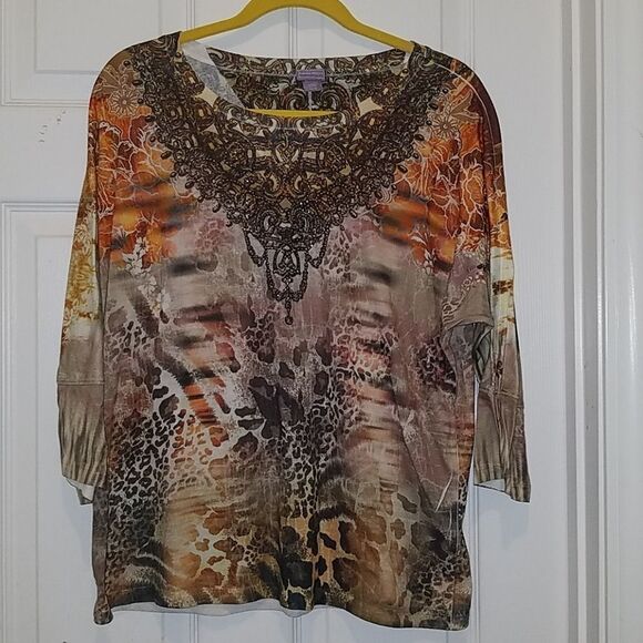 Laura Scott 3/4th length sleeve top Sz XL - Picture 1 of 5